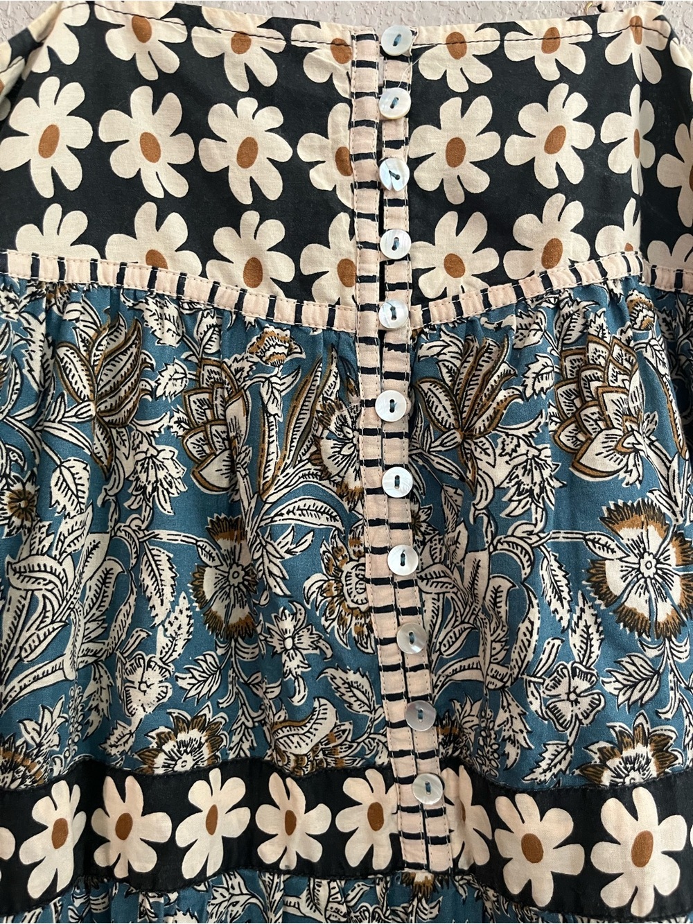 Natural Life Floral Daisy Mixed Print Maxi Dress Boho Size Medium - Picture 6 of 12